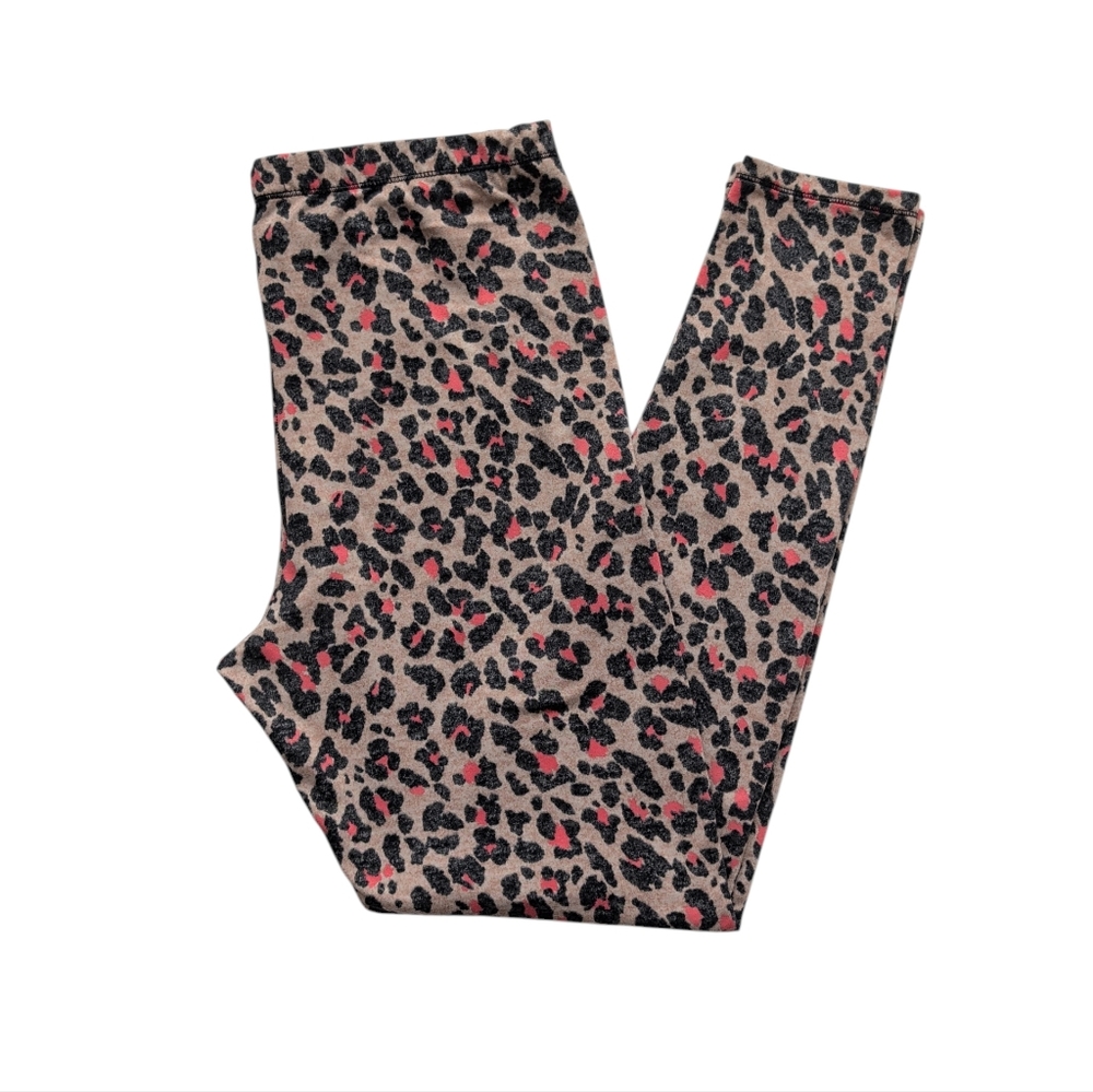 Cuddl Duds ClimateRight Animal Print Leggings Pants MEDIUM Pink Tan Black